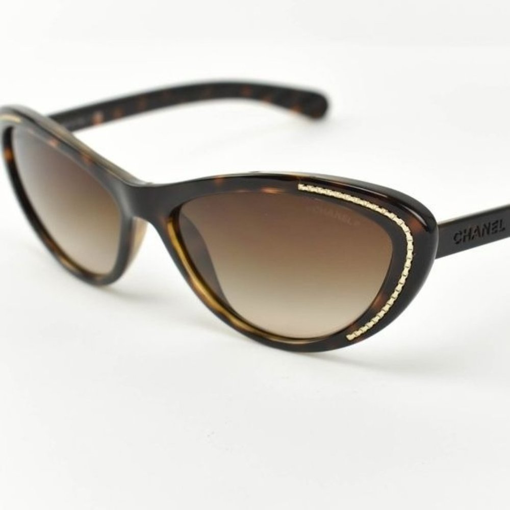 CHANEL Cat Eye: Tortoise Brown Logo Sunglasses bp